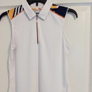 Slazenger Golf Shirt Size (S) White/Navy/Orange/Yellow